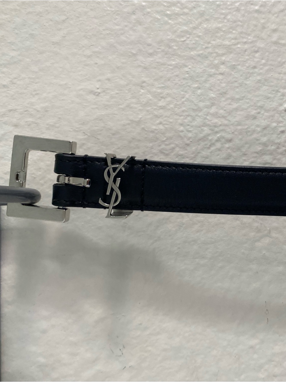 YSL Cassandre Thin Belt Black/Silver - Picture 3 of 4